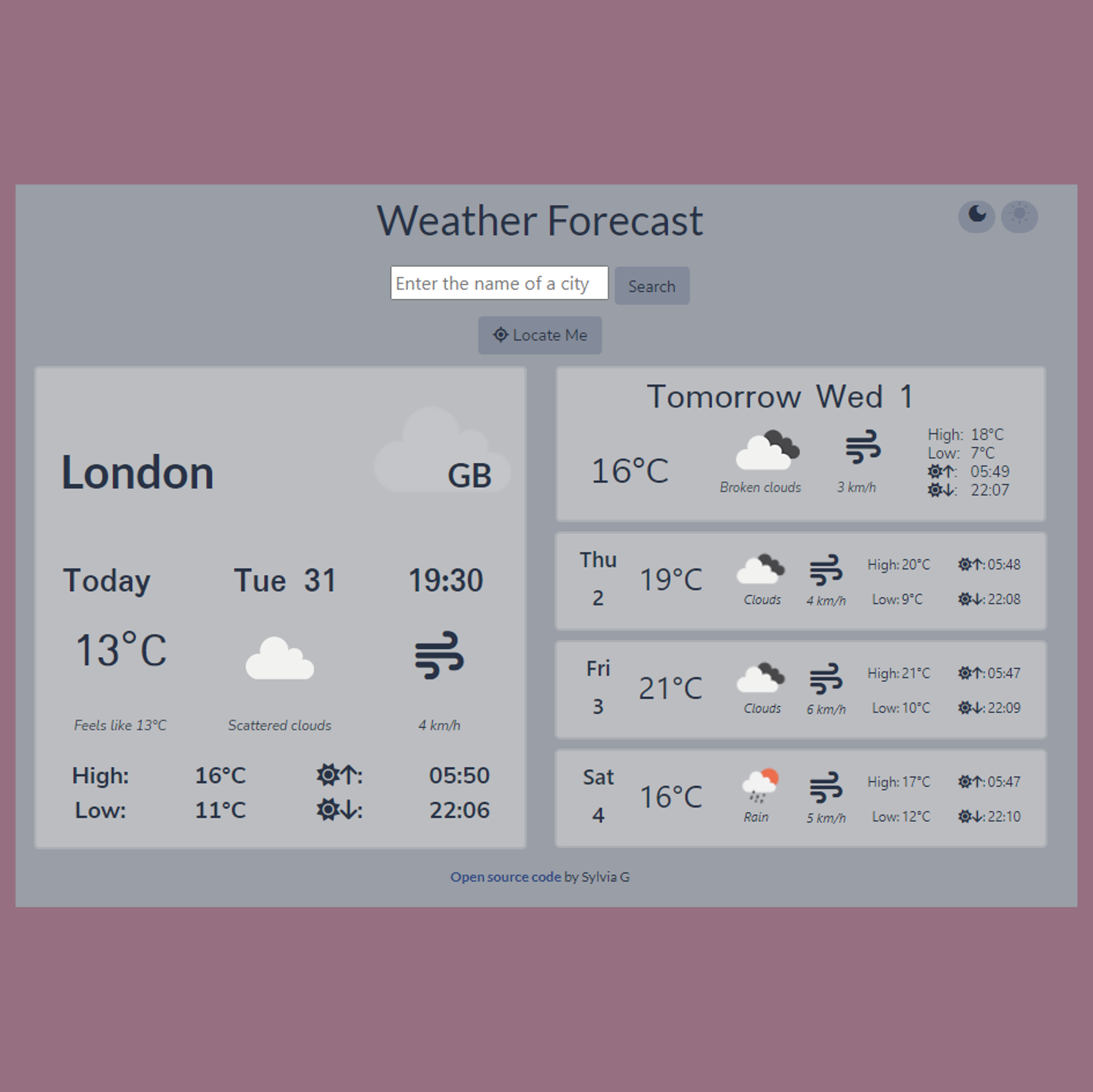Weather App in Light Mode